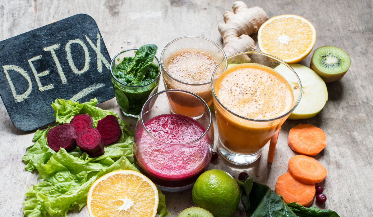 ayurvedic detox with juices and fresh foods
